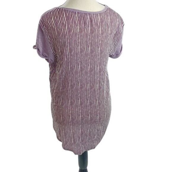 LOFT T Shirt Purple Cuffed Sleeve Relaxed Constrast Fabric Lounge Womens Size XS - Picture 5 of 7